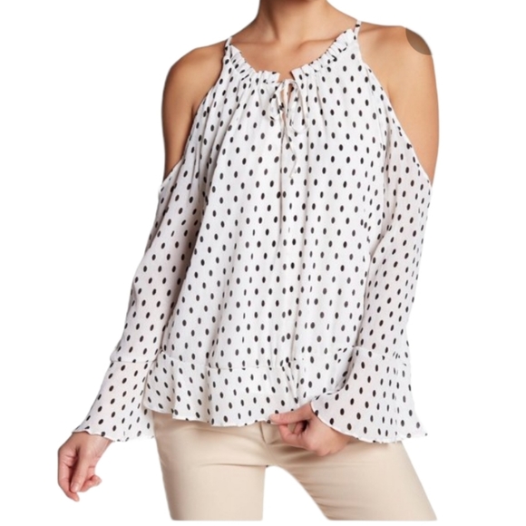 Parker Tops - Parker Cold Shoulder Ivory Black Blouse